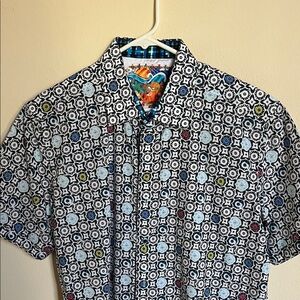 Men's Robert Graham Black & White Patterned Short-Sleeve Shirt